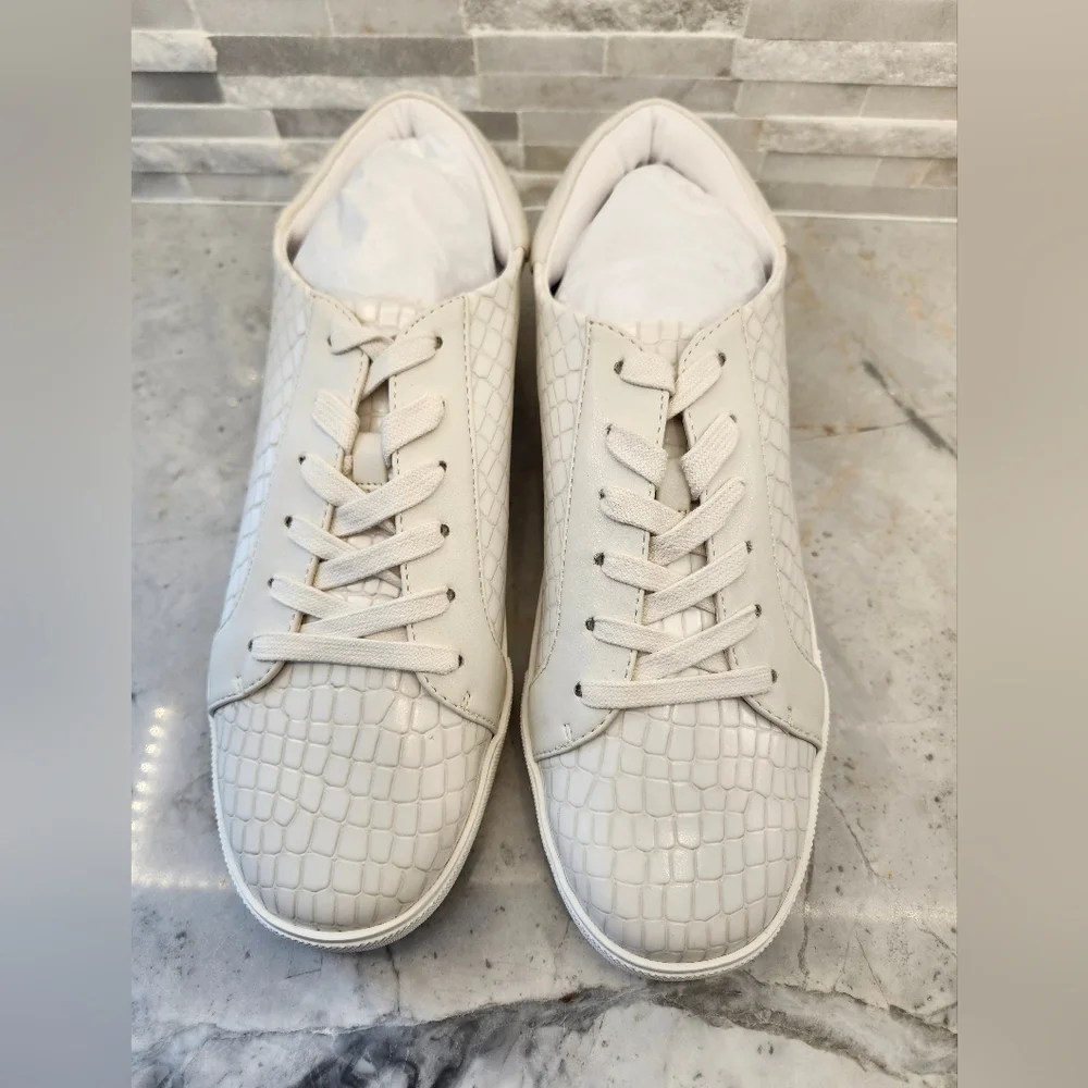 Katy Perry Collections Croc-Embossed White Sneakers - Picture 3 of 6
